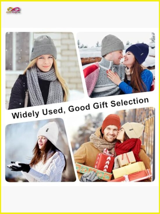 3-Pack Fleece Lined Knit Beanies Unisex Stretchy Winter Beanie Skull Cap